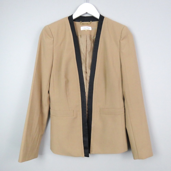 Calvin Klein Jackets & Blazers - Calvin Klein Open Faux Leather Trim Blazer